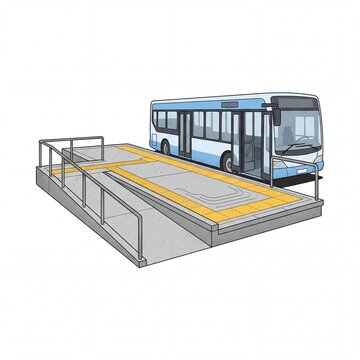 Illustration of a city bus at an accessible bus stop platform