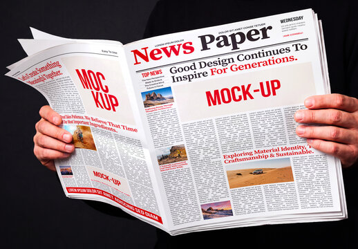 Newspaper Reading Mockup Template