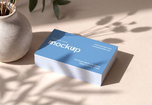 Minimal Business Card Mockup on Beige Background