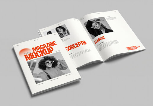 Open Magazine Book Cover and Page Mockup