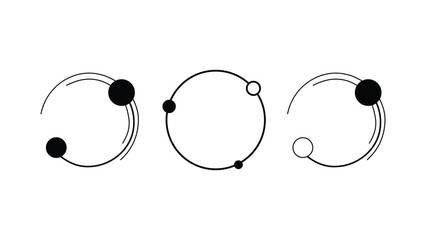 Minimalist Planetary Orbit Geometric Circle Icons Set Vector © Nexira