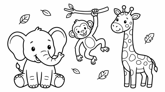funny cartoon giraffe colouring book design
