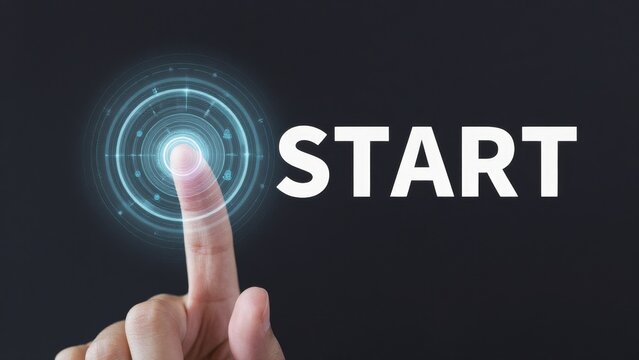 Finger Touch on Digital Interface with Start Button for Innovation