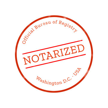 Notarized official red circular stamp