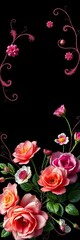 Obraz premium Floral wreath with delicate flourishes and ornate elements, romantic, illustrations
