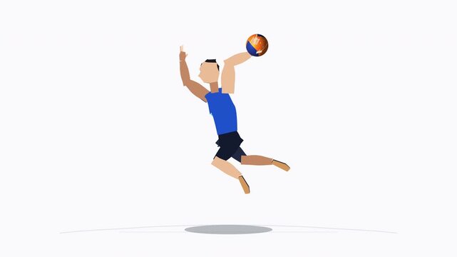 Pixel art basketball player dunking loop animation motion graphic