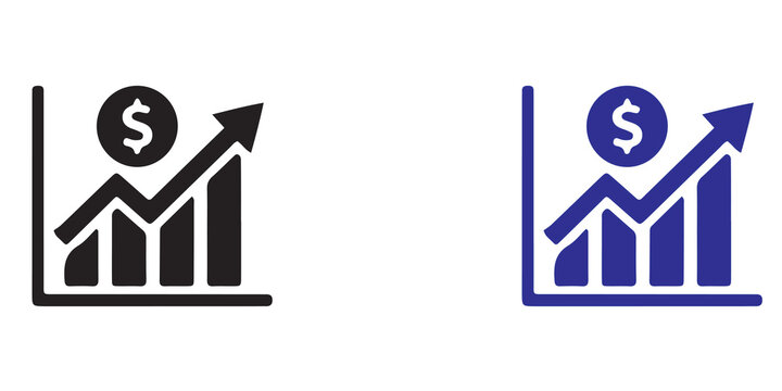 Financial growth chart icon with dollar sign showing rising trends financial graph business growth bar graph rising trend profit icon finance icon