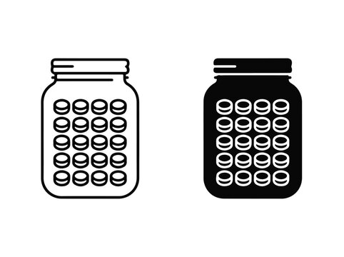 Coin Jar Icon Set for Community Savings and Credit Tracking