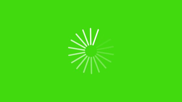 White loading circle animation on green screen background 