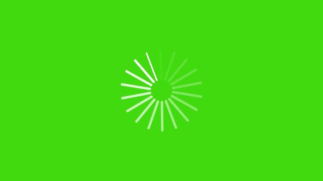 White loading circle animation on green screen background 