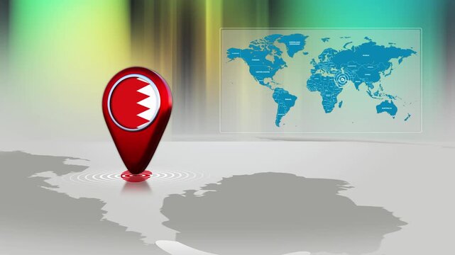 Bahrain World Map Pin Location Background Loop 4k