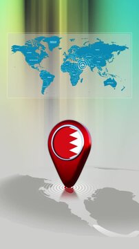 Bahrain World Map Pin Location Background Loop Vertical