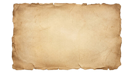 Brown aged parchment paper with rough isolated on transparent background © Sumon