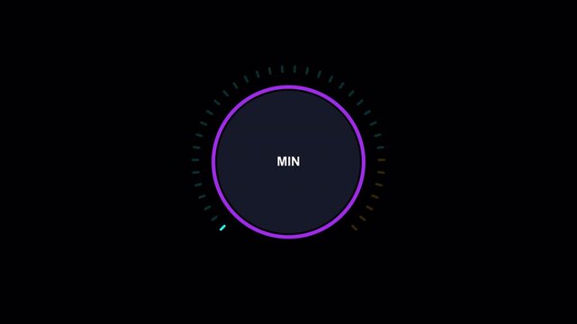 HiFi Master Audio Amplifier Rotary Volume Dial Knob Twisting to Max Gain Animation 10 Seconds Loop in 4K UHD