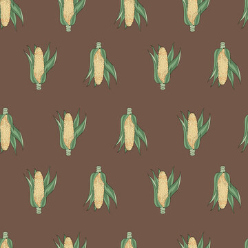 Yellow and Green Corn Cob Seamless Pattern Background