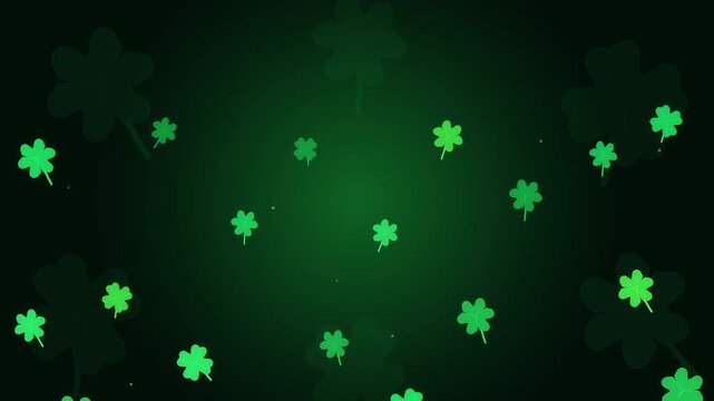 St Patricks Day clover animation loop with green background