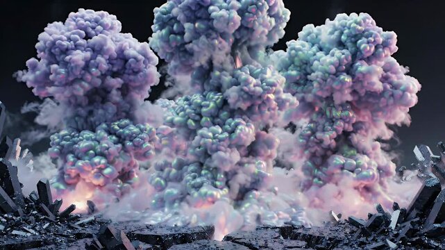 Explosive eruptions of colorful smoke and debris