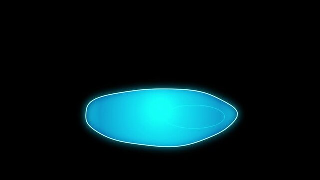 Abstract glowing blue oval shape with smooth neon light borders for digital design projects