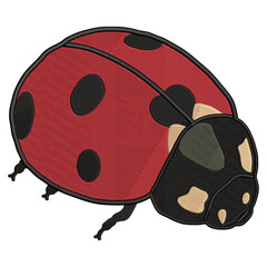 Cute Embroidered Red Ladybug with Black Spots on White Background © DUNG NGUYEN HUU