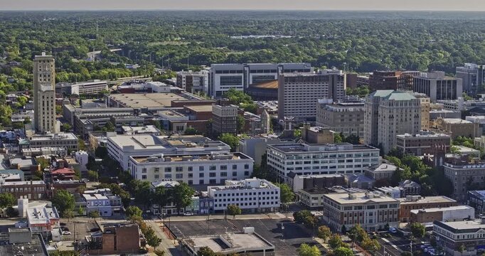 Richmond Virginia Aerial v119 zoomed 3x birdseye flyover above Monroe Ward, Biotech, MCV and the Capitol District downtown - Shot with 5k Camera - Sept 30th 2023