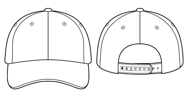 Adjustable Strap Baseball Cap Hat Template Vector Mockup