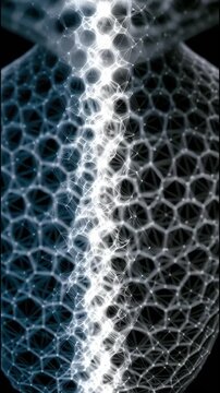 Vertical video of abstract glowing patterns and futuristic digital forms