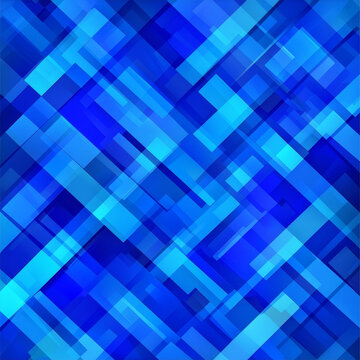 Abstract blue and cyan geometric pattern with overlapping, transparent diagonal squares and rectangles creating a dynamic background