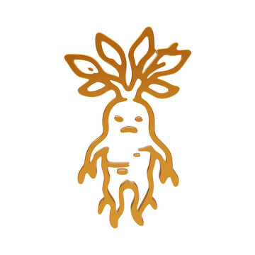 Mandrake root plant creature fantasy magic gold 3d icon