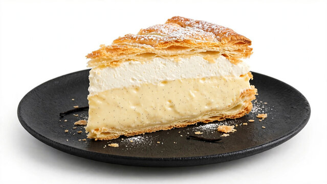 Kremsnita Slice Slovenian Bled Cream Cake Vanilla Custard on Plate