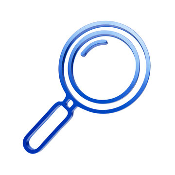 Magnifying glass search zoom inspect blue 3d icon