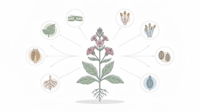 Animated Botanical Plant Anatomy Diagram showing Structure
