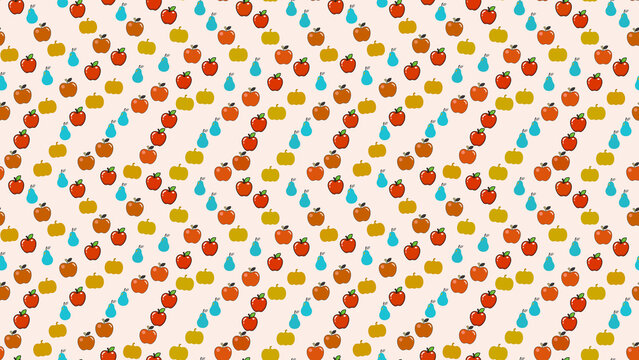 Pattern of apples, pears, and pumpkins