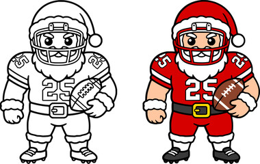 Obraz premium Cute Kawaii Santa Claus American Football Player Vector