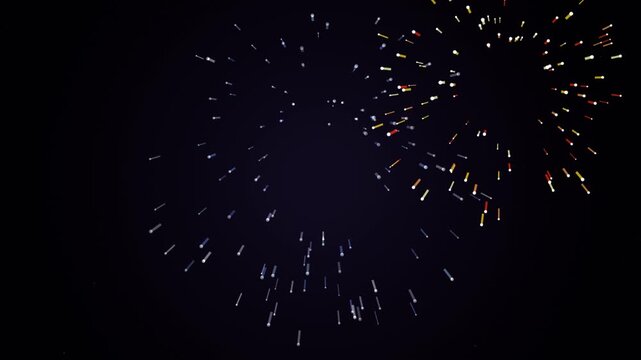 Abstract circular explosion pattern with colorful dots and lines radiating outwards