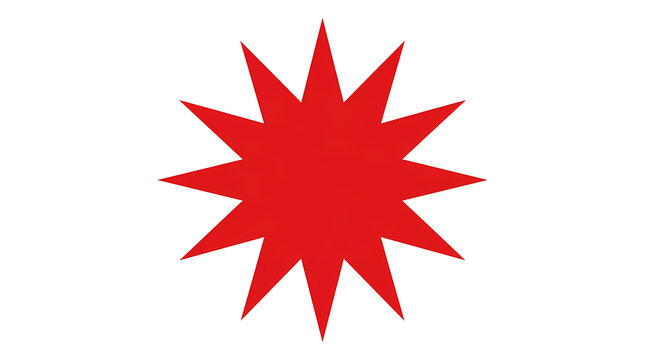 Red 12 Pointed Star Icon Isolated on White Background