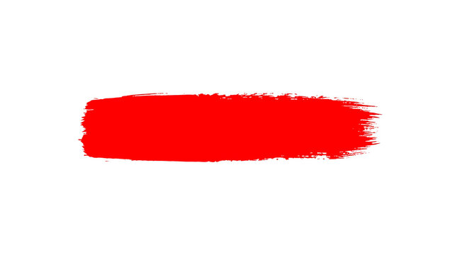 Red Grunge Paint Brush Stroke Isolated on White Background
