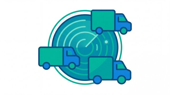 Jalur transportasi vektor logistik armada truk pengiriman barang