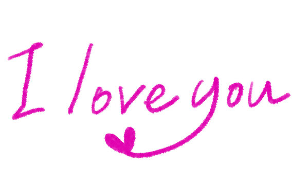 Handwritten I love you lettering with heart underline