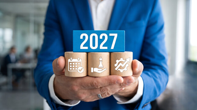 2027 (two thousand twenty-seventh) New Year Goals Business Planning Strategy concept ,deadline,time,check