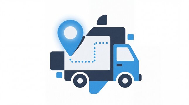 Jalur transportasi vektor logistik pengiriman barang dengan truk