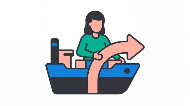 Vektor jalur transportasi kapal kargo dan logistik pengiriman barang