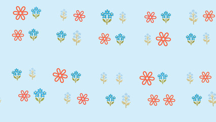 Pattern of simple flowers on a blue background © irene