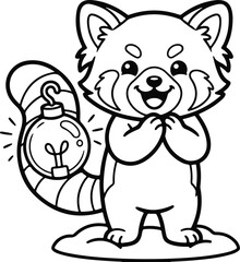 Obraz premium Charming illustration of a red panda holding a lantern with hands together