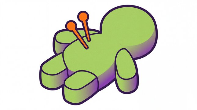 Green halloween voodoo doll vektor lying on a white background