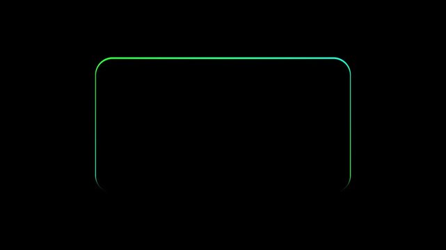 Neon green glowing rounded rectangle frame overlay with smooth pulsing light effect border