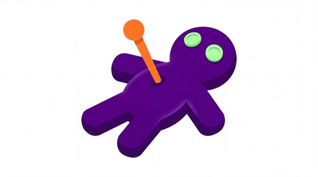 Purple halloween voodoo doll vektor with pin and button eyes