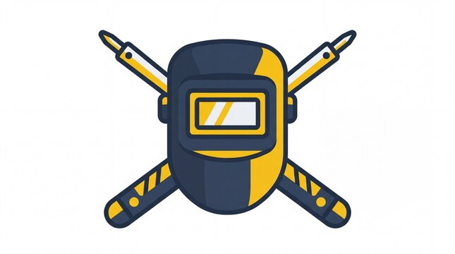 Labour day welding mask icon and crossed tools vektor