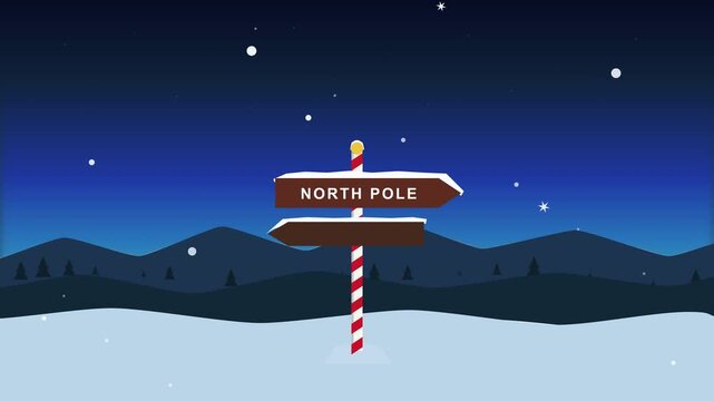 North pole pixel art animation loop in snowy winter landscape