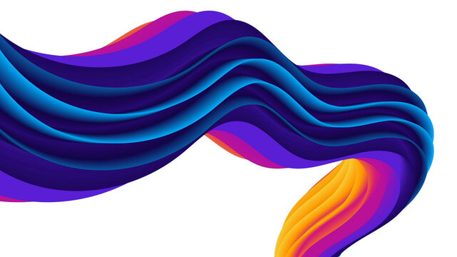 Colorful fluid ribbon with flowing curves and gradient shades creates a dynamic vector illustration abstract artwork azure