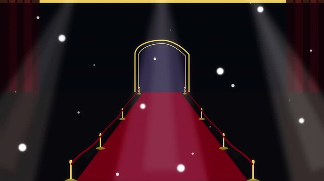 Pixel art red carpet loop with spotlight and falling dust animation
